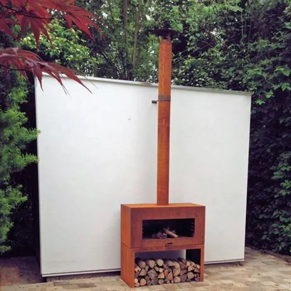 Відкритий камін для зберігання дров Corten Steel Garden