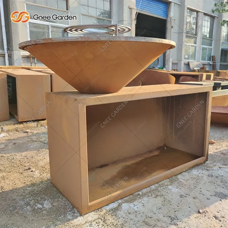 Corten Steel Qutdoor Kitchen Fire Pit Grill Barbecue