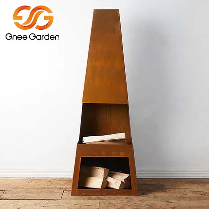 Відкритий окремо стоячий іржавий камін Corten Steel