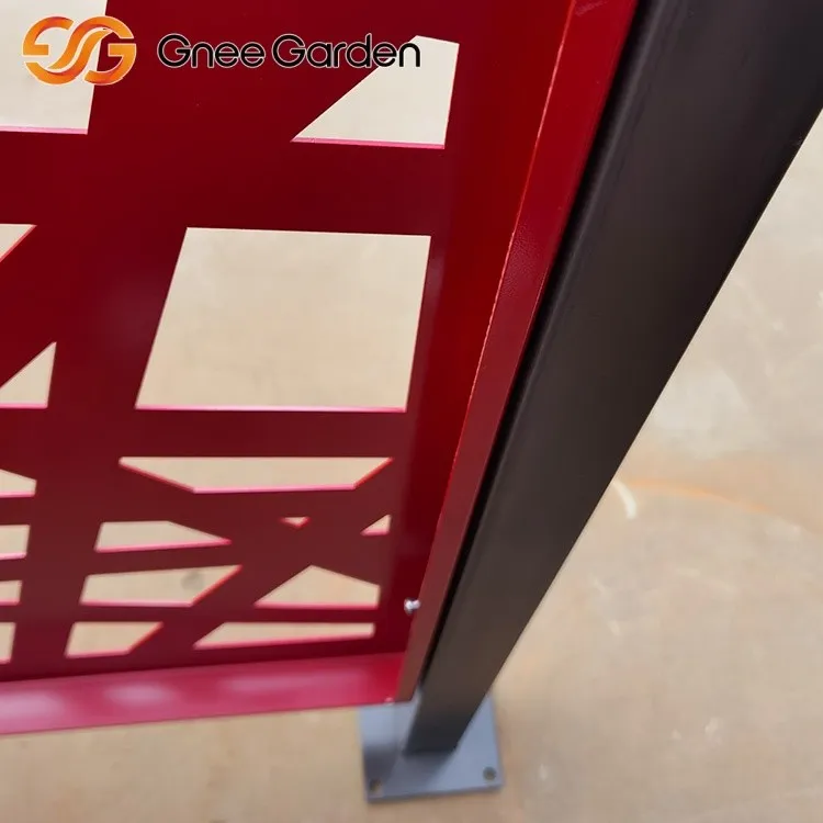 Red Intricate Linework Corten Metal Partition