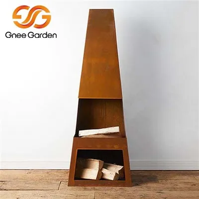 Відкритий окремо стоячий іржавий камін Corten Steel